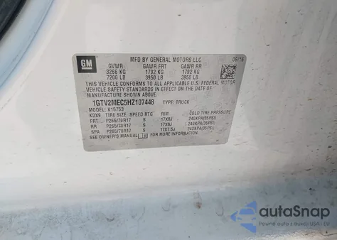 2017 GMC Sierra 1500 Sle from USA, damaged, VIN 1GTV2MEC5HZ107448